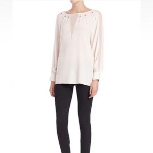 Ramy Brook Cream Blouse with Eyelet Detail M